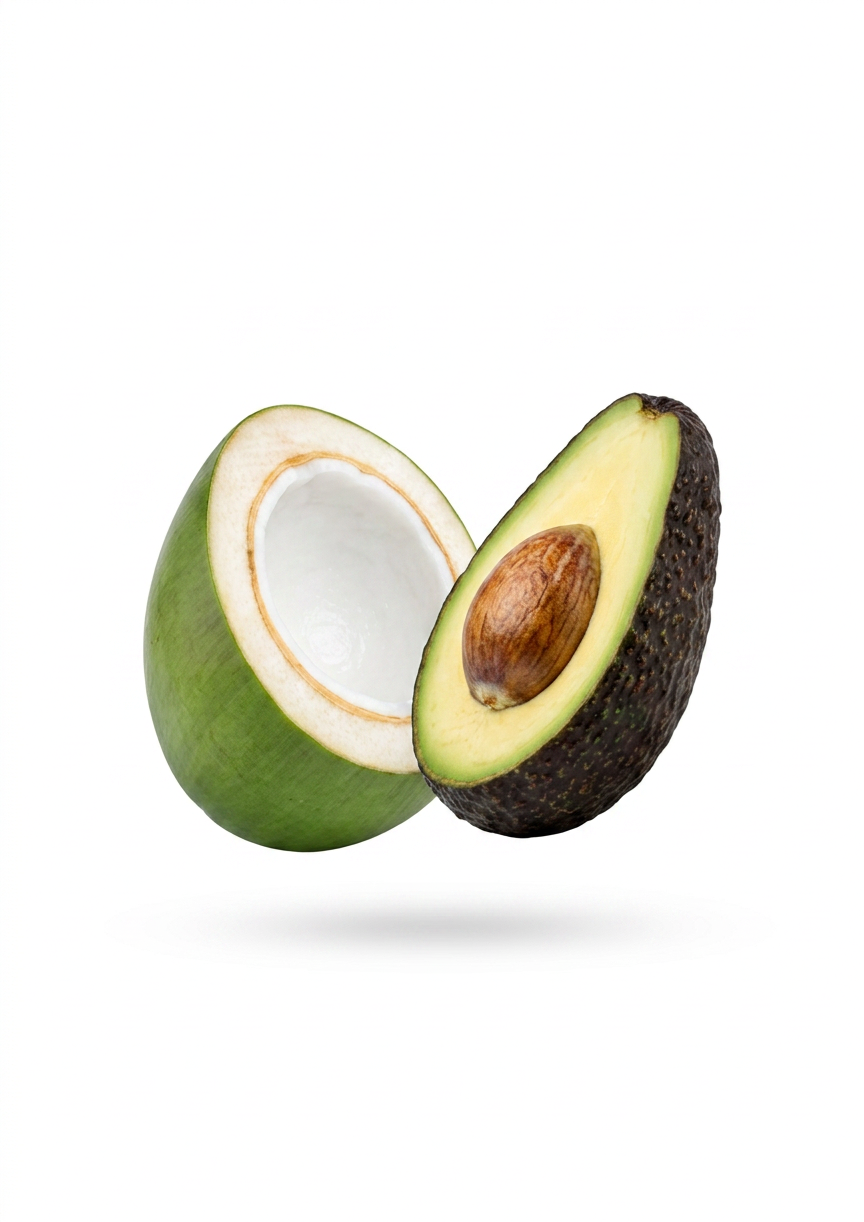 NePa coconut and avocado, halved and ready, grown on our farm in Pak Chong